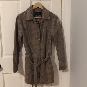 Express genuine leather tie jacket